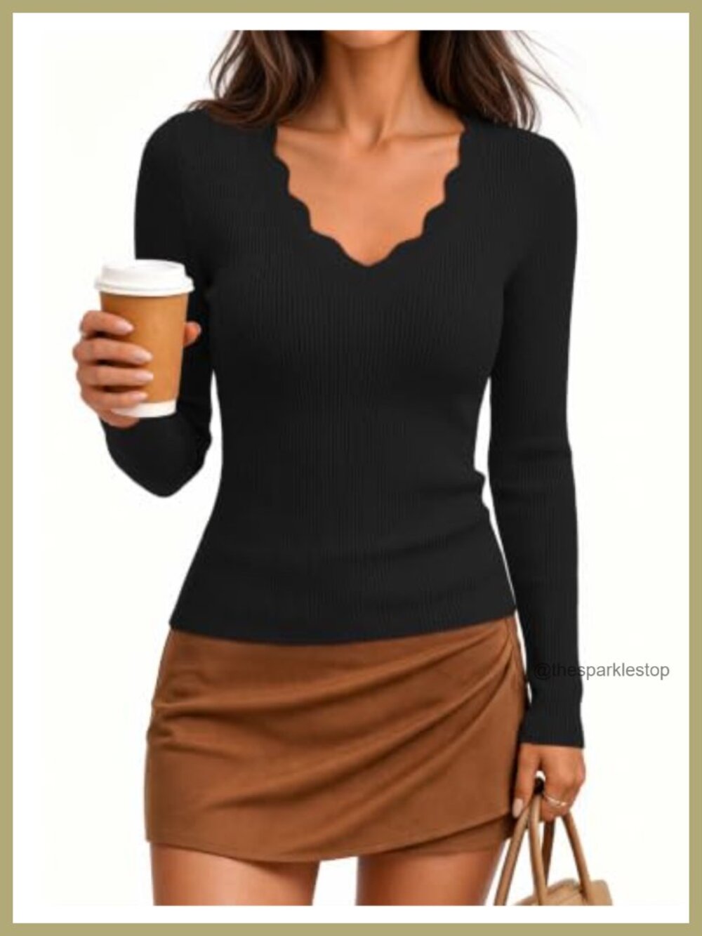 ZESICA Ribbed Knit V-Neck Long Sleeve Sweater Pullover Slim Fit Fall Top